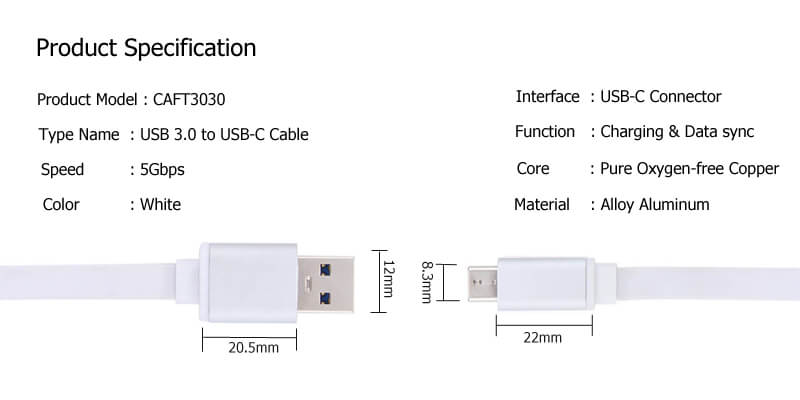 USB C to USB A Cable CAFT3030