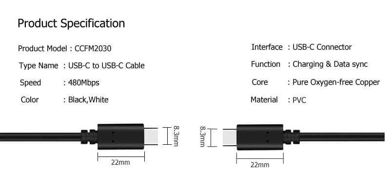 USB C to USB C Cable CCFM2030